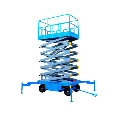 Elevatore a forbice a rimorchio blu piattaforma elettrica elevatore da 1 tonnellata 4m altezza