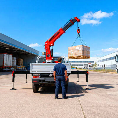 4 tonnellate di piccole autocarre a gomma pieghevole montate su gru per pickup