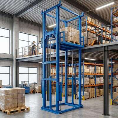 Immagazzinaggio Doppia guida Rail Cargo Lift 2000kg 9m Verticale Freight Lift