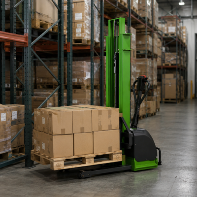 1500kg 1.6m Self Loading Walkie Stacker Mobile Pallet Lift