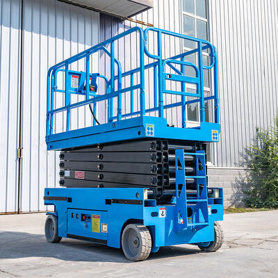 Capacità massima dell'ascensore semovente elettrico blu di forbici da 320 kg, altezza massima di 13,8 m
