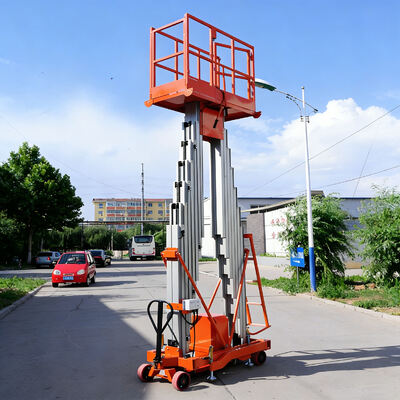 Piattaforma di lavoro aereo a doppio montante con capacità di carico di 250 kg e altezza di 10 m